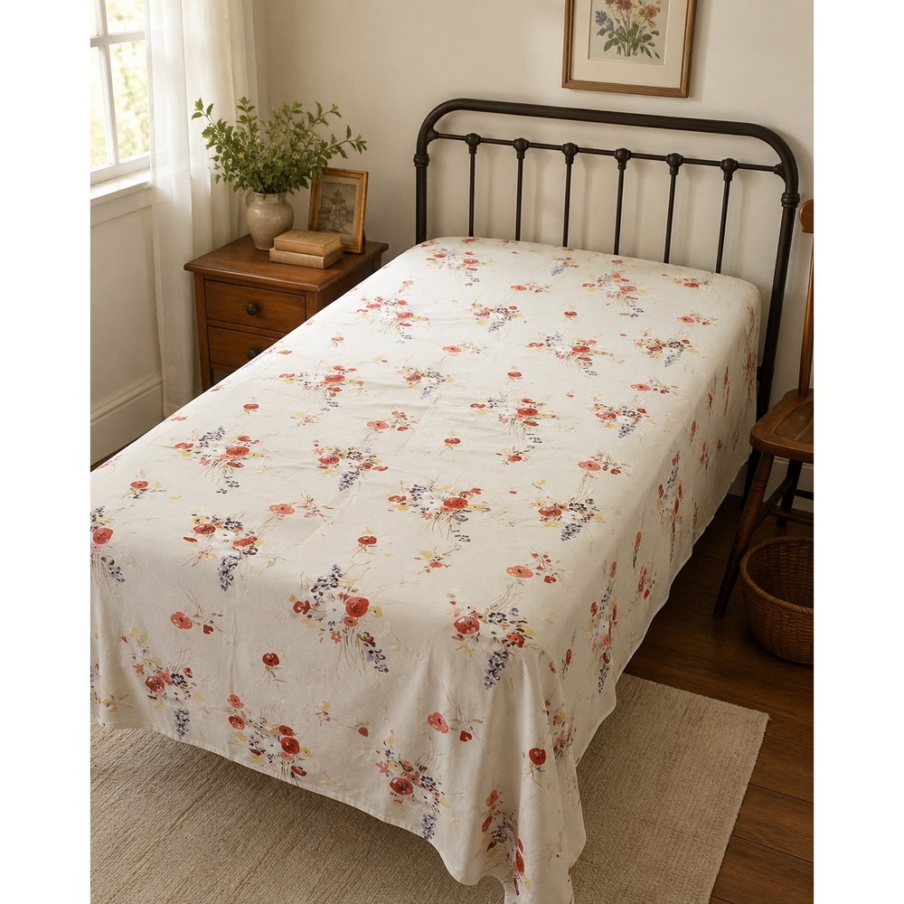 Vintage‎ Oleg Cassini Twin Sheet Set Floral Flat & Fitted Cottagecore No Cases